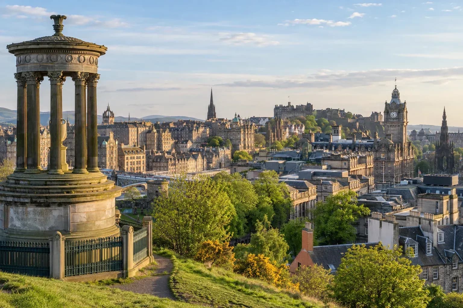 Edinburgh's historic skyline with the castle in the distance